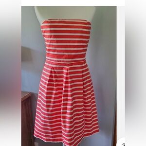 GAP Vibrant Orange & White Striped Fit & Flare Halter Mini Dress Size 14